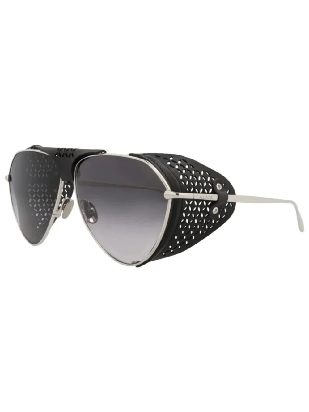 New Alaia Women's Sunglasses Aviator Metal Frame Silver Silver Grey